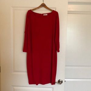 Red Calvin Klein knee length dress, size 14